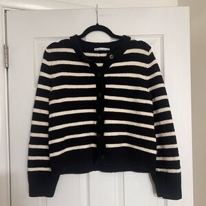 Abercrombie Striped Textural Crew Cardigan